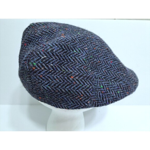 Donegal Tweed Newsboy Cap Speckled Ireland Vintage Shandon Herringbone Hat Blue - Picture 4 of 7